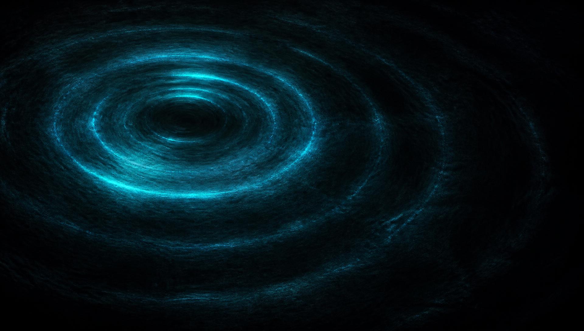 Abstract ripples of cyan light across a near-black ground